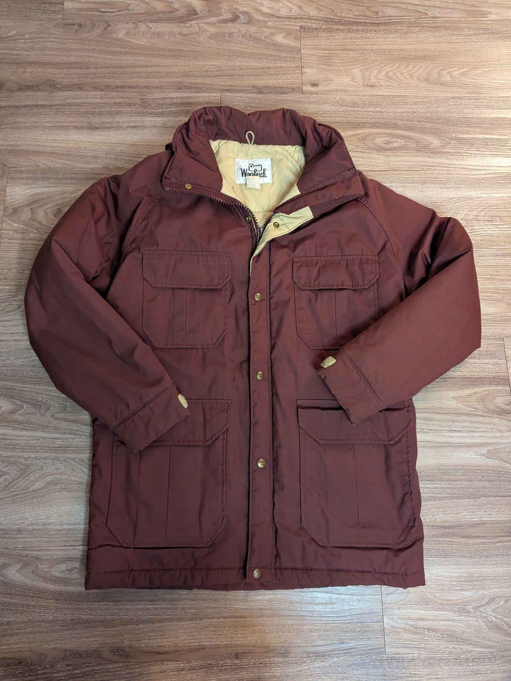 Woolrich Vintage Men's Maroon Quilted Parka Puffer Contrast Lining M